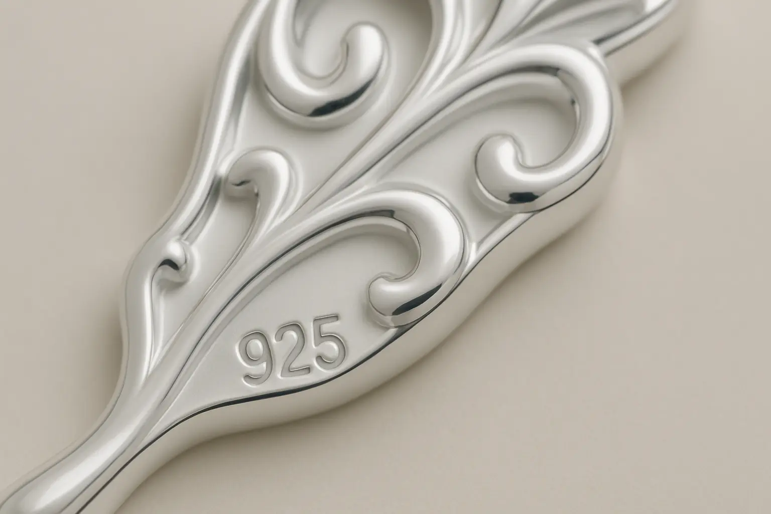 Como identificar prata verdadeira: 5 dicas essenciais e práticas 1 Como identificar prata verdadeira: joia de prata 925 com marca visível em close-up detalhado