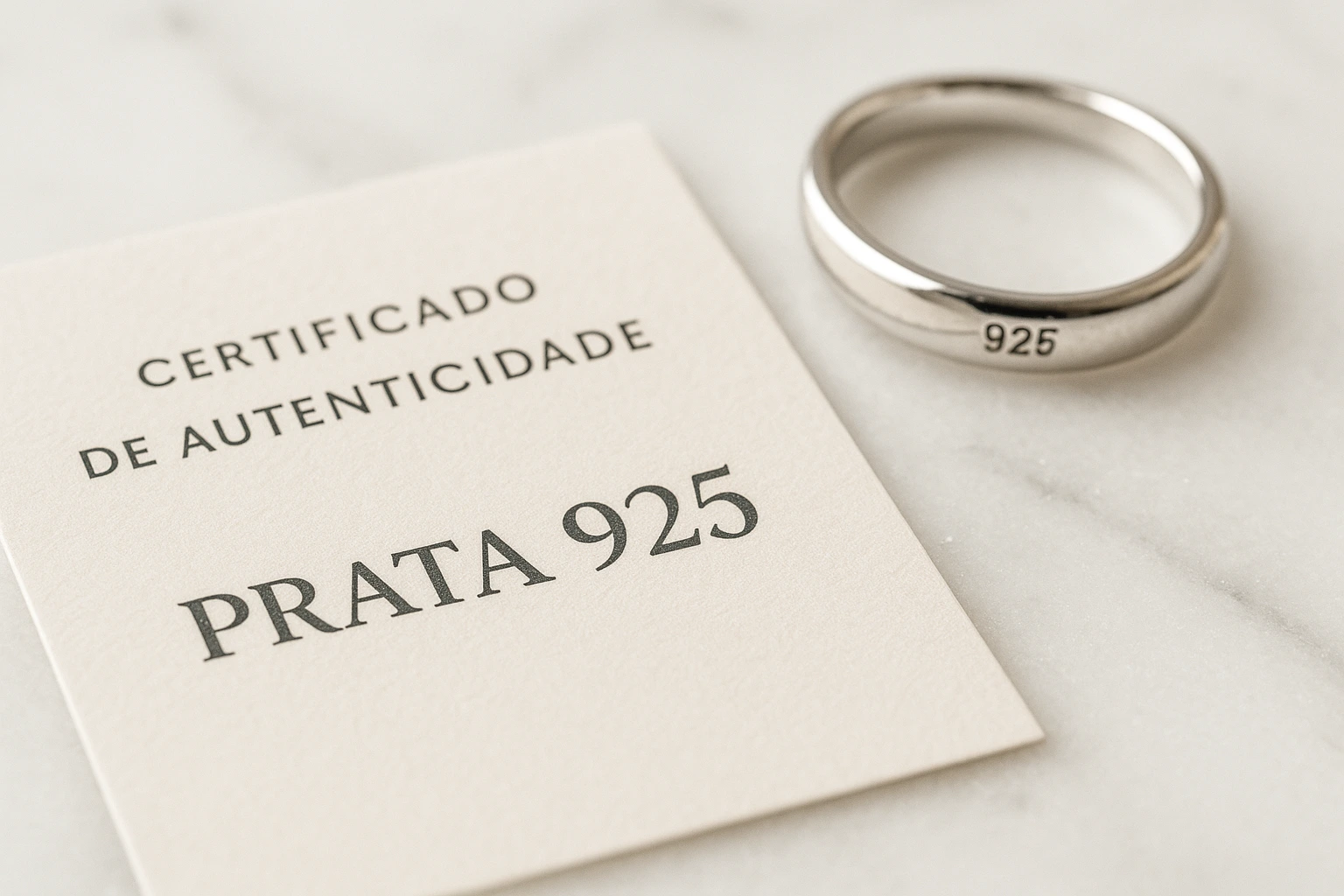 Certificado de Autenticidade Prata 925: Garanta a Qualidade da Joia 1 Certificado de autenticidade Prata 925 ao lado de joia legítima
