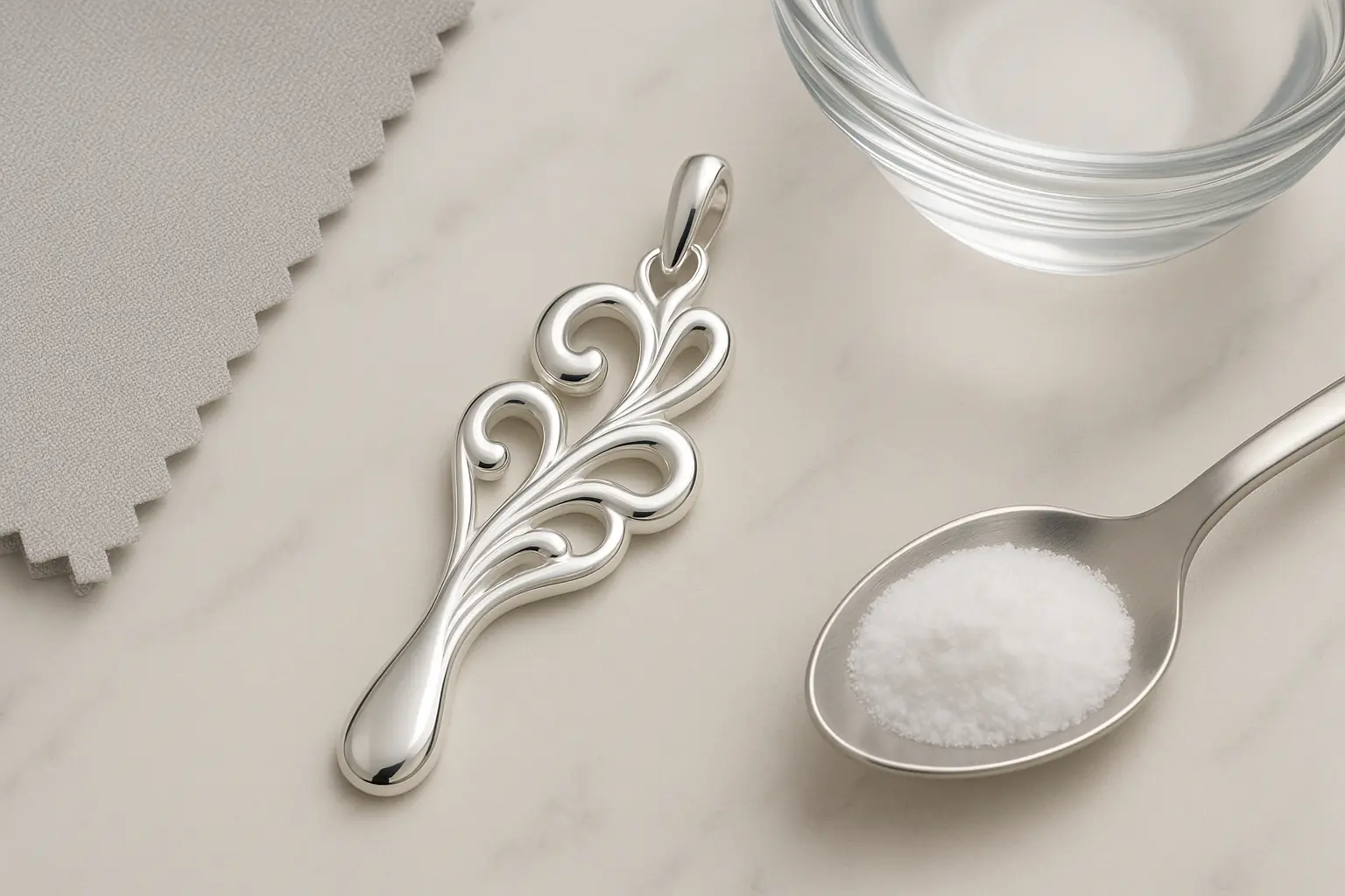 Como limpar prata em casa: métodos práticos e eficazes 1 Como limpar prata em casa com pano macio: joia de prata 925 sendo cuidada com delicadeza